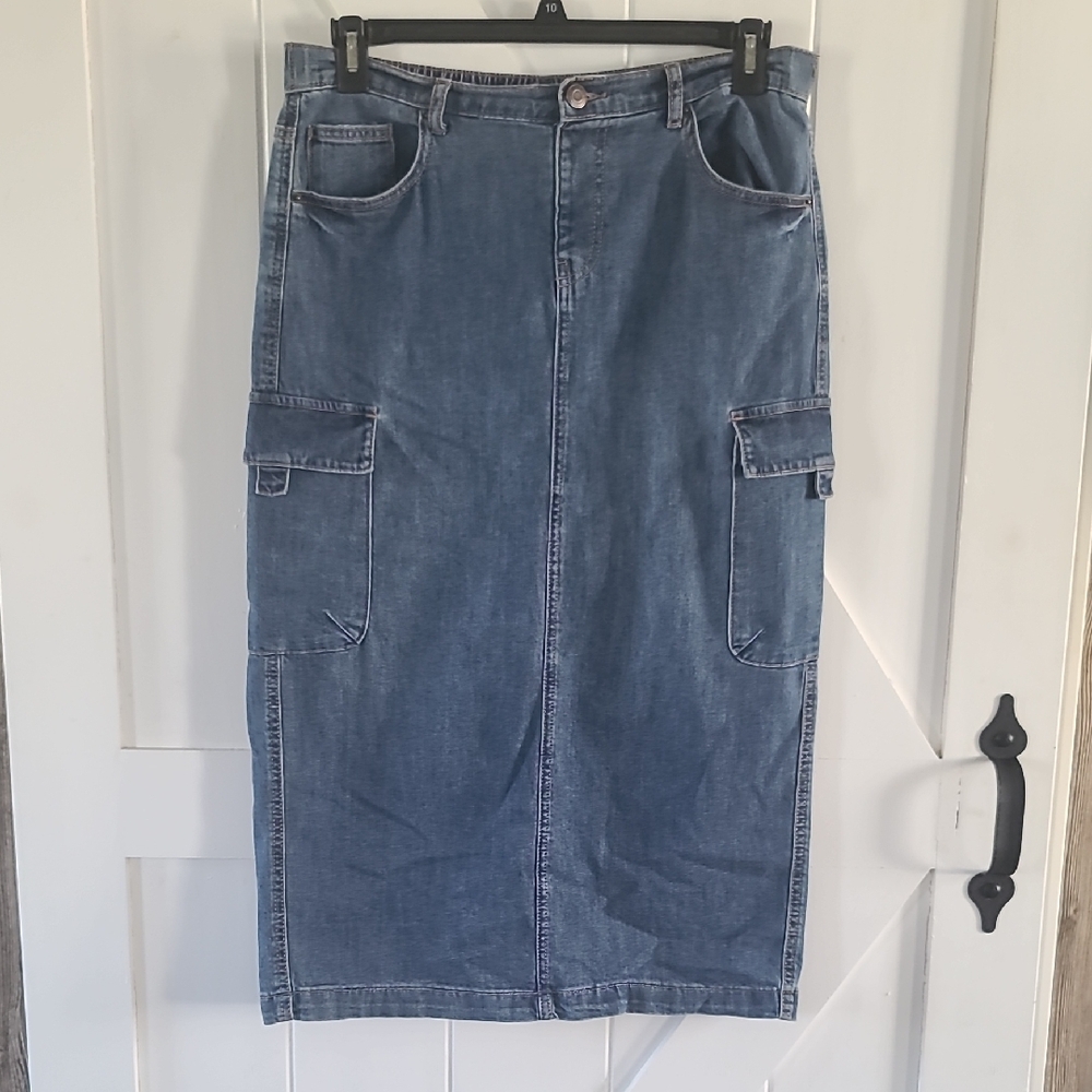 Blue Denim Cargo Skirt